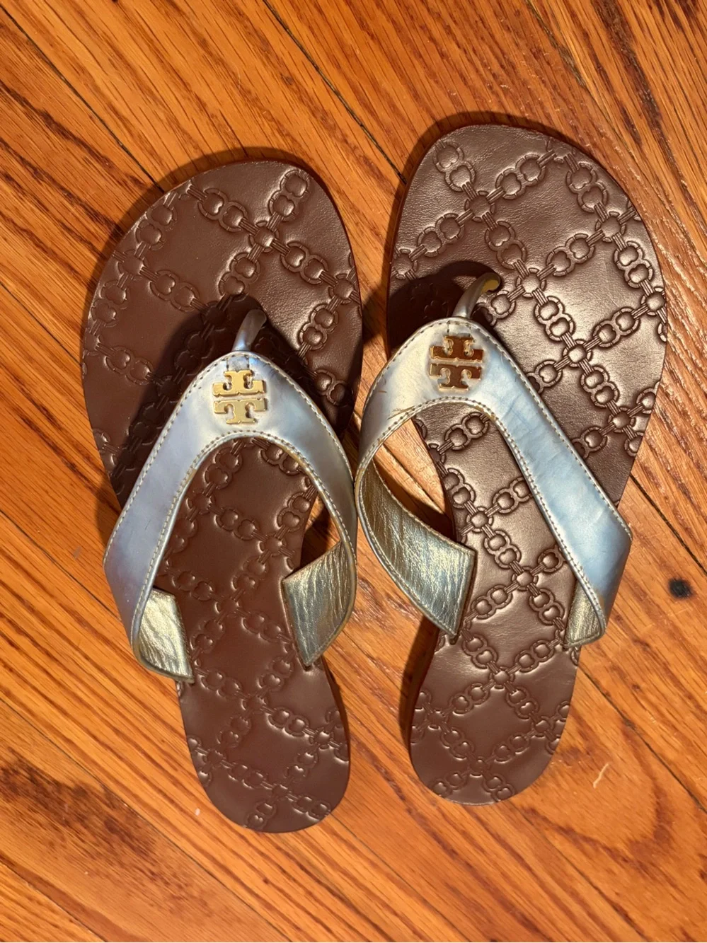 Tory Burch Monroe Gold thong flip flops size 7